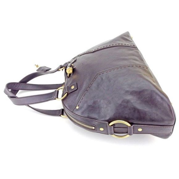 Saint Laurent Tote Bag Leather Brown Gold Muse Handbag - Picture 5 of 7